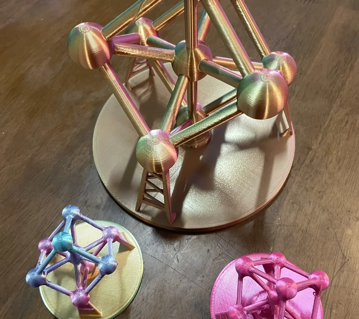 3D printed Atomium scale model — precision-engineered replica produced in the Brussels workshop